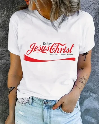 Inspirational Womens Enjoy Jesus Christ T-Shirt Casual Faith Graphic Tee (XS–2XL)