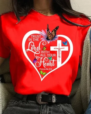 Inspiring Womens Trust in the Lord Christian T-Shirt – Faith & Heart Print (S–3XL)