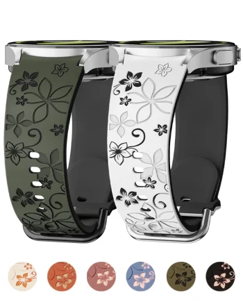Stylish Engraved Flower Silicone Band for Samsung Galaxy Watch 7 6 5 4