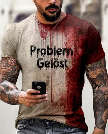 Spooky Halloween Blood Graphic T-Shirt for Men Horror Cosplay Party Tee