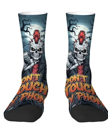 Funny Skull Socks Men Breathable Soft Durable Mid-Calf Street Style Sports Socks