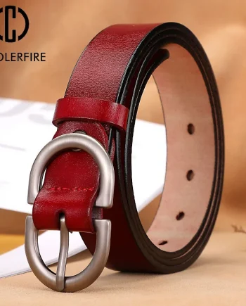 Women's Genuine Cowhide Leather Belt Fashion Casual Waist Belt for Jeans and Dresses