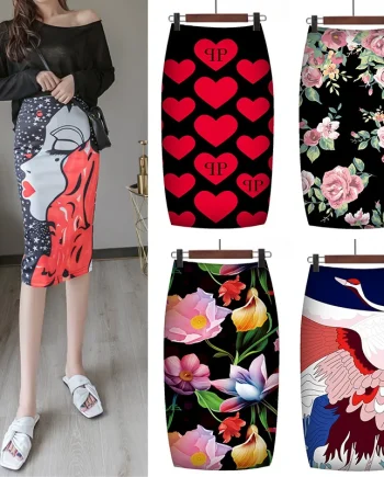 Vintage Floral Pencil Skirt for Women – Stunning High-Waist Bodycon Style
