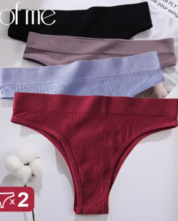 Cotton Crotch Thong Panties for Women – Premium 2-Piece Seamless Underwear Set