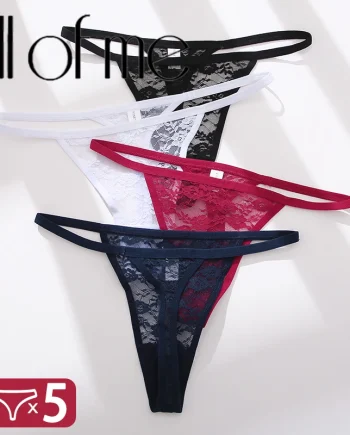 Gorgeous Women's Cotton Lace G String Panties 5 Pack Sexy Floral Thong Set